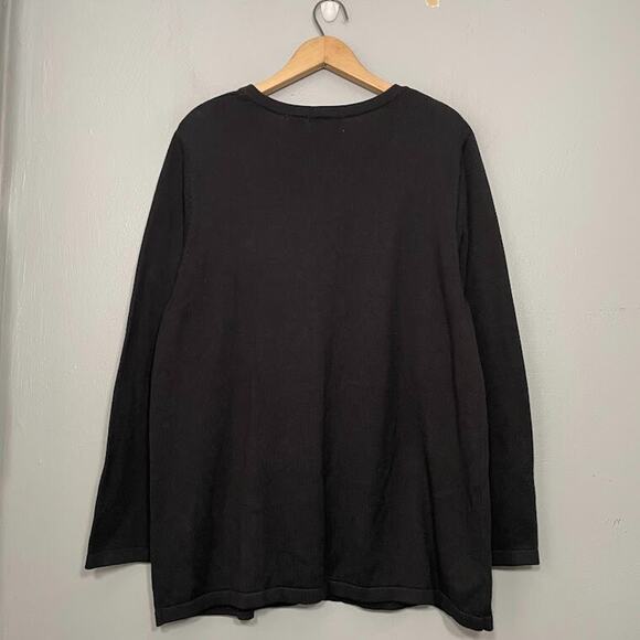 Liz & Me Size 0X Black Embroidered Sequin Red Bird Snowflake Christmas Cardigan - Picture 6 of 10